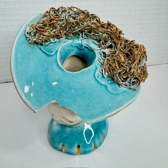 Vintage Lady Head Vase Turquoise Collectible - Picture 4 of 11